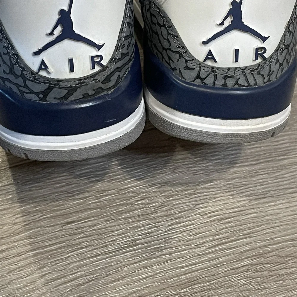Air Jordan 3 Retro Sneakers Mens Size 8 Midnight White Navy